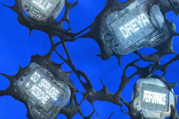 Visuals auf blauem Hintergrund