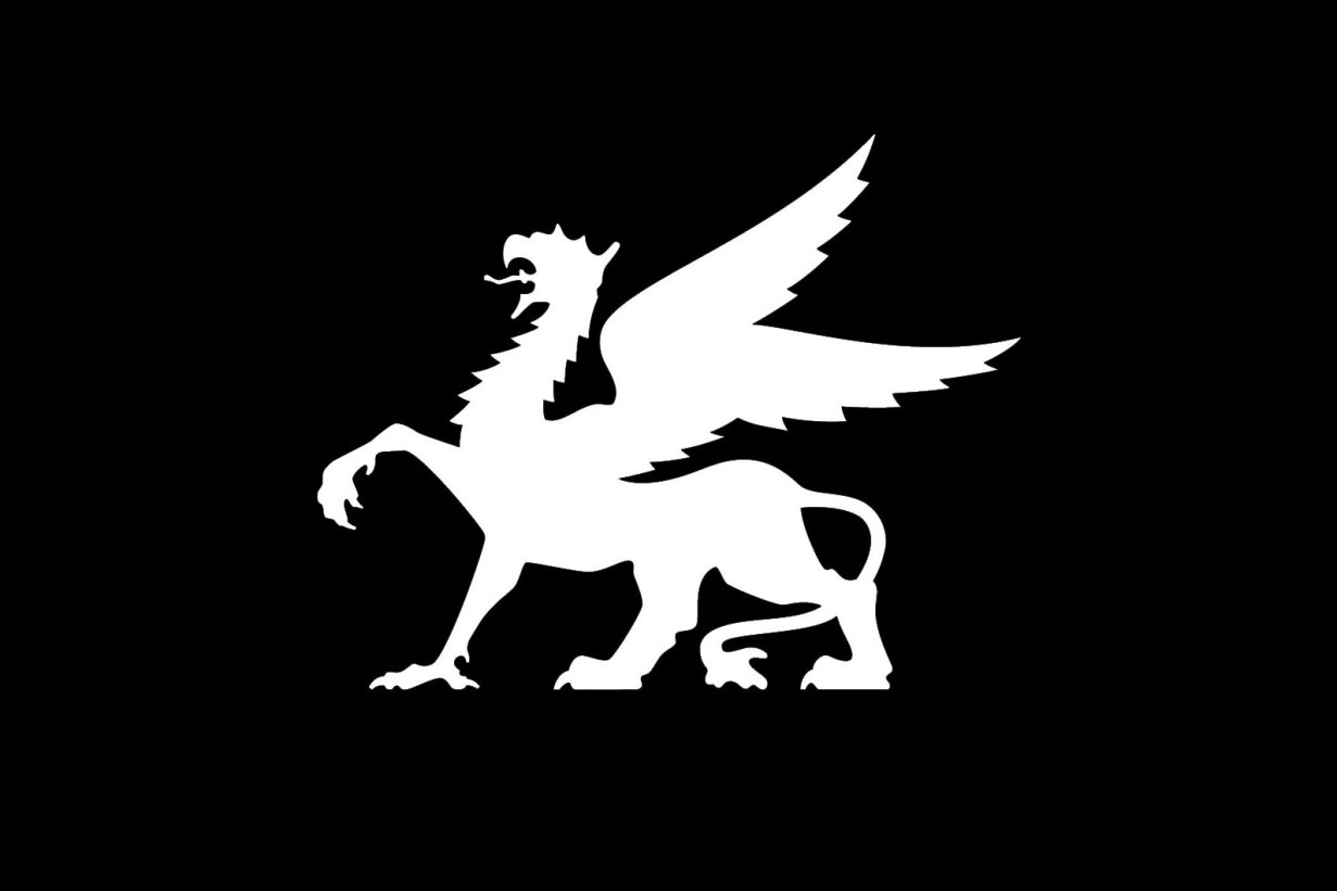 Weißer Greif auf schwarzem Hintergrund