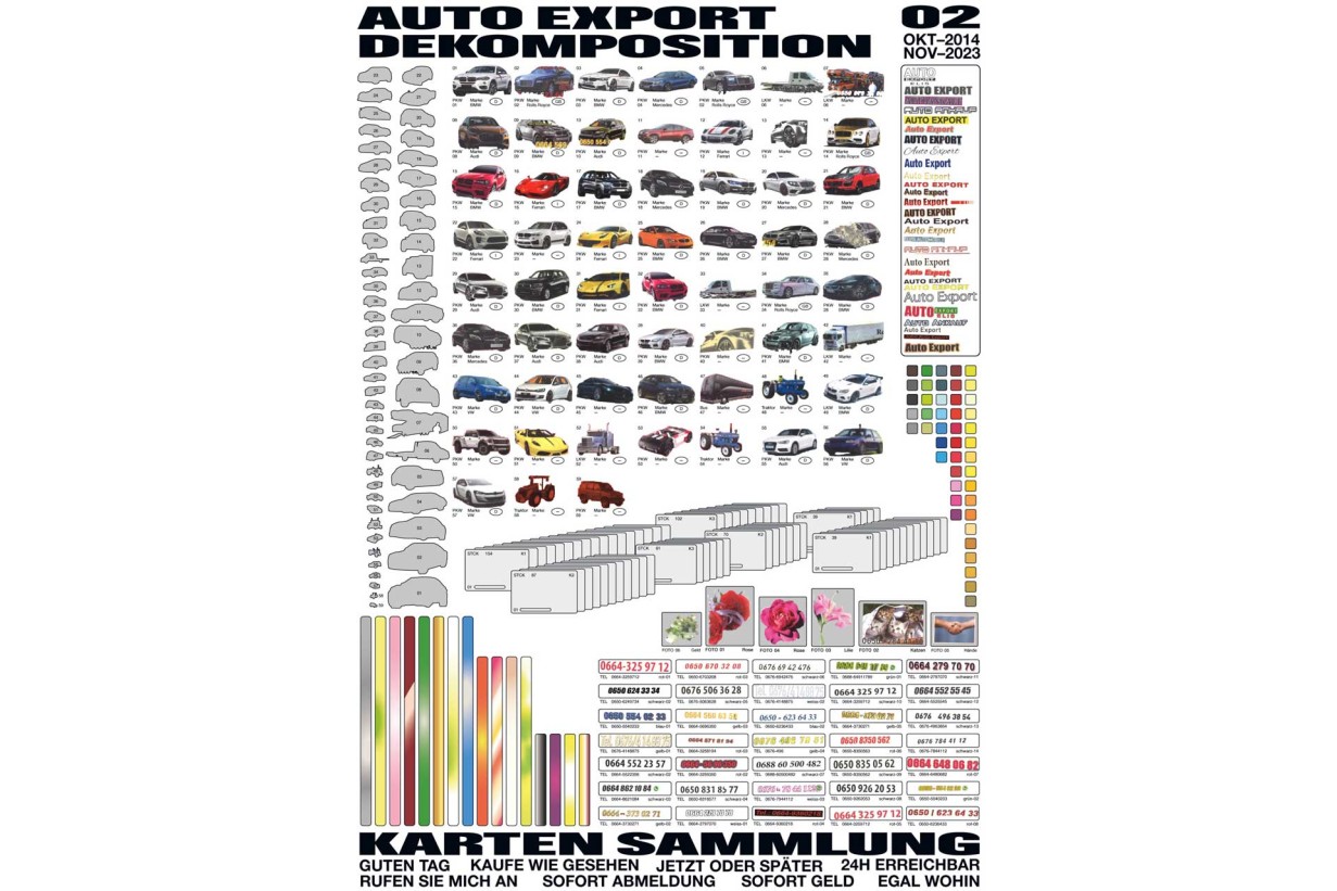 Plakat das verschiedene Elemente von Auto Export Visitenkarten kategorisiert