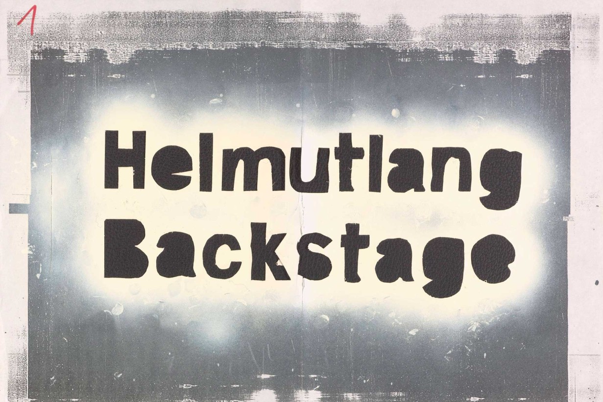 Schablone des Schriftzuges "Helmutlang Backstage"