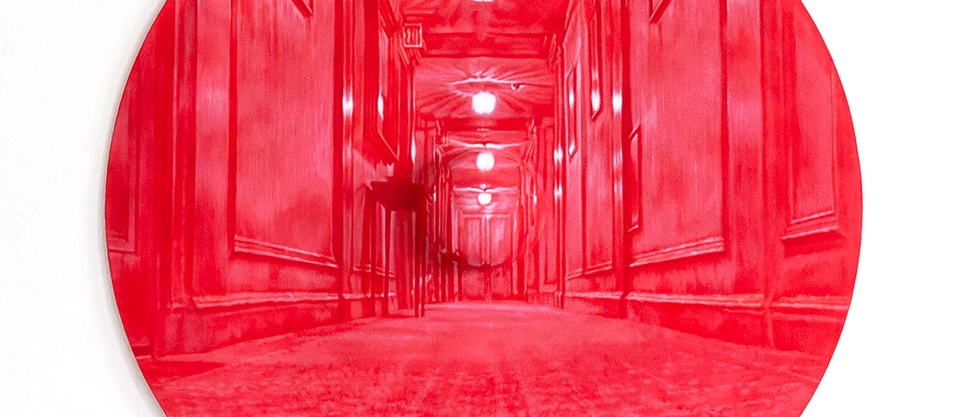 ein runder roter Kreis mit Grafik