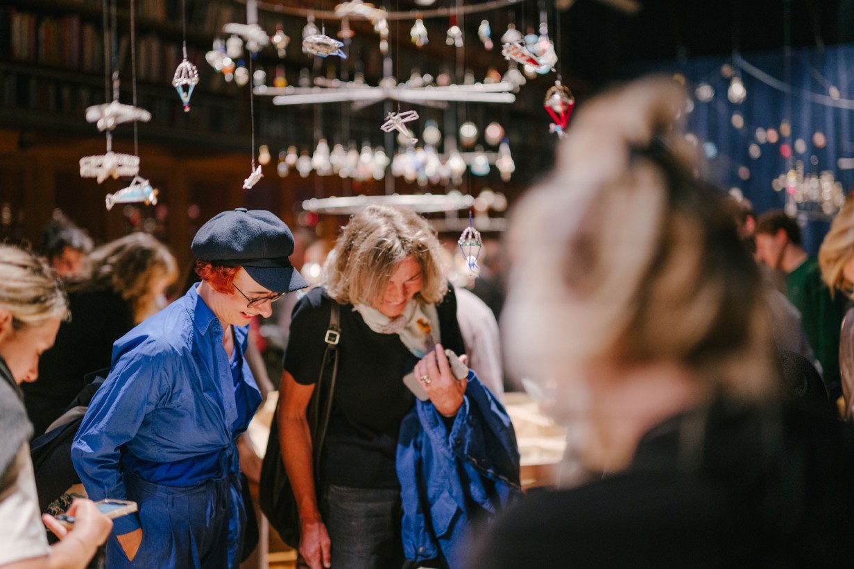 Visitors in the exhibition BICYCLE & LOBSTER