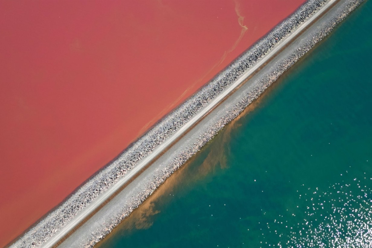 A bird's eye view of Great Salt Lake, Utah, USA.