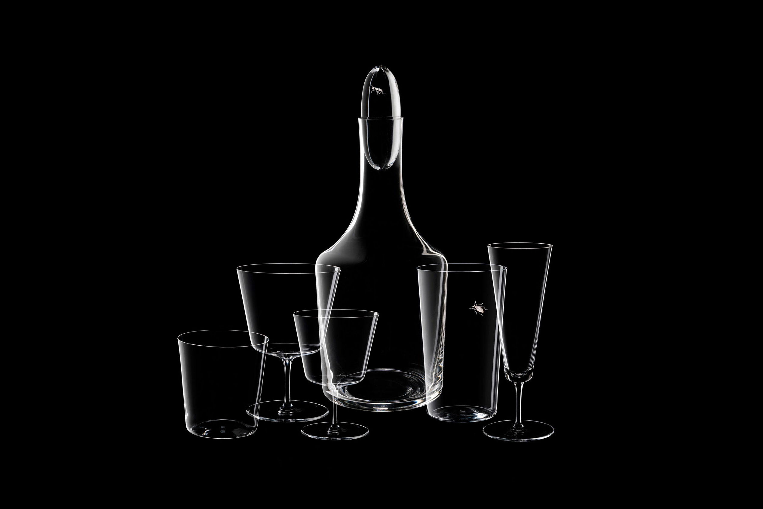 Glasses against black background